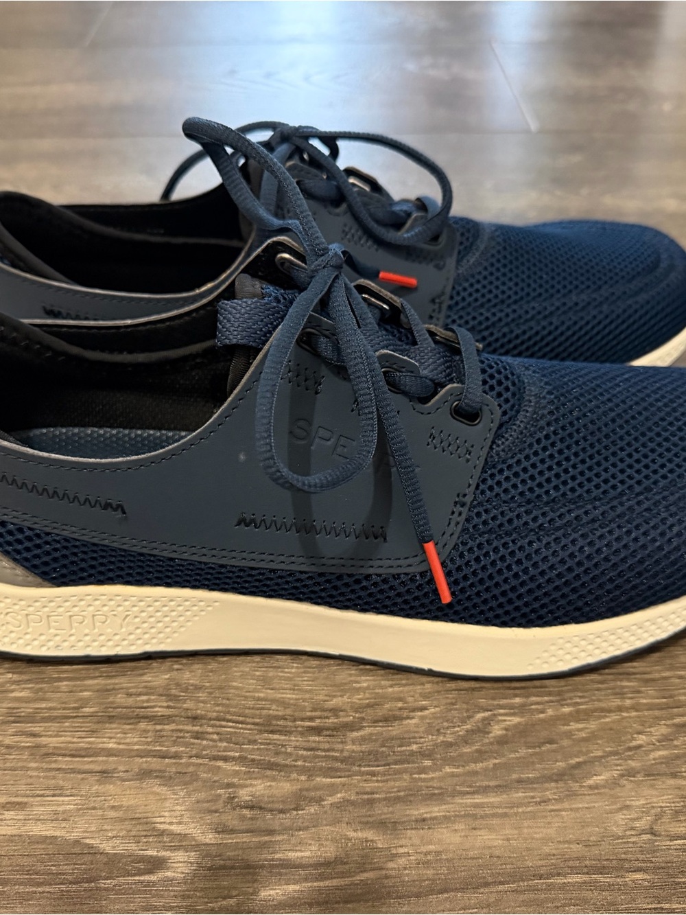 Sperry Navy Mesh Lace-Up Sneakers with White Sole